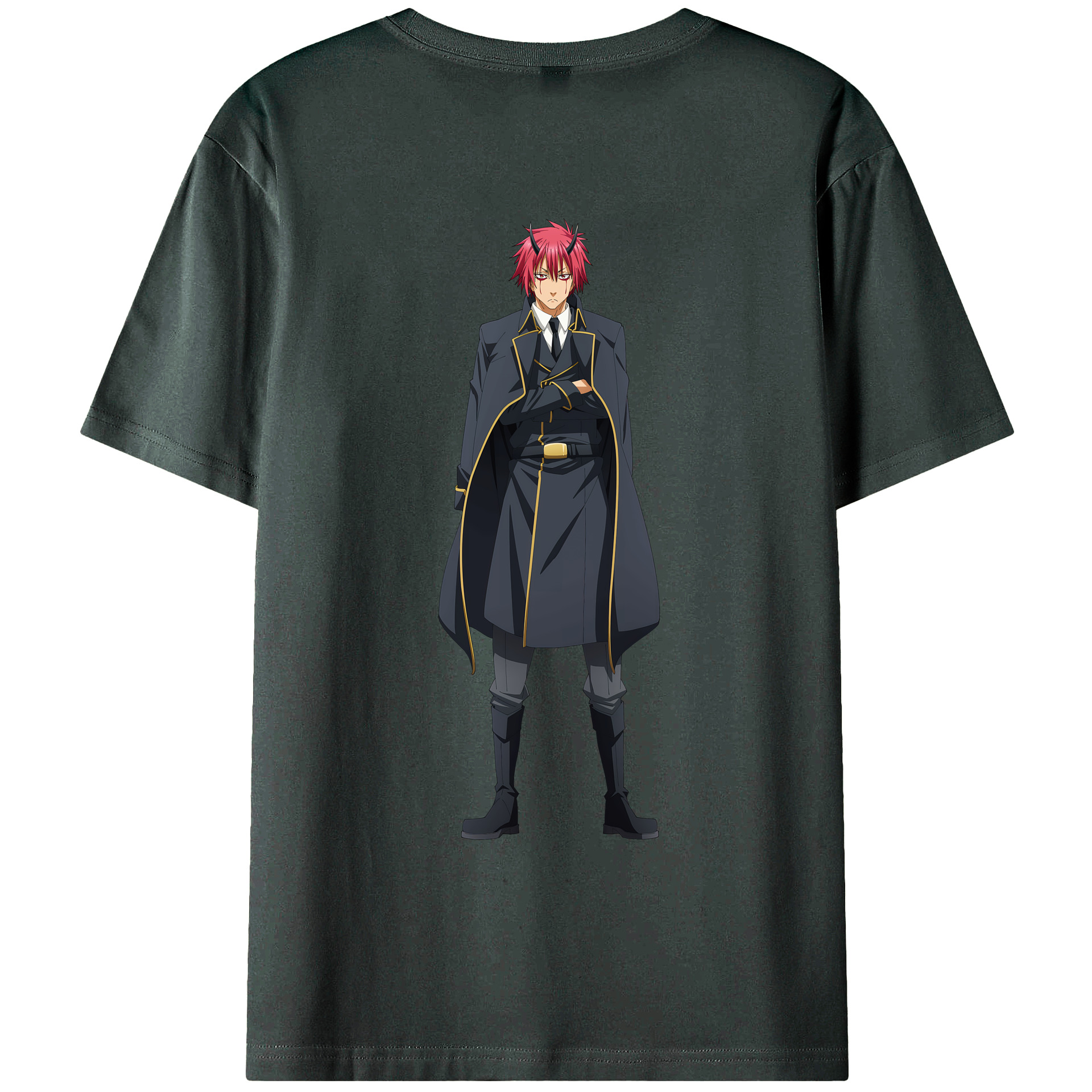（画像用） 転スラ Regarding Reincarnated to Slime 綿100％ メンズ半袖Tシャツ（バックプリント） 通気性